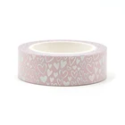 Новинка 1 шт., серебристая сердечки из фольги лента Washi, японская рисовая бумага, самоклеящаяся клейкая лента для планировщик для скрапбукинга, 1,5 см * 10 м, Канцтовары