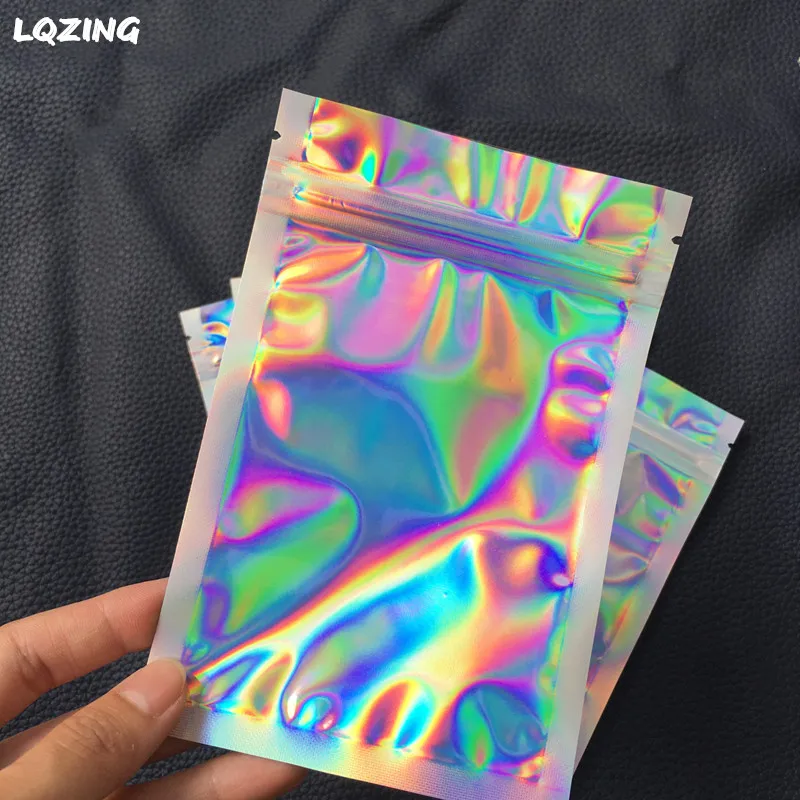 Плотные пакеты с лазерной фольгой и застежкой-молнией 100 шт. односторонние