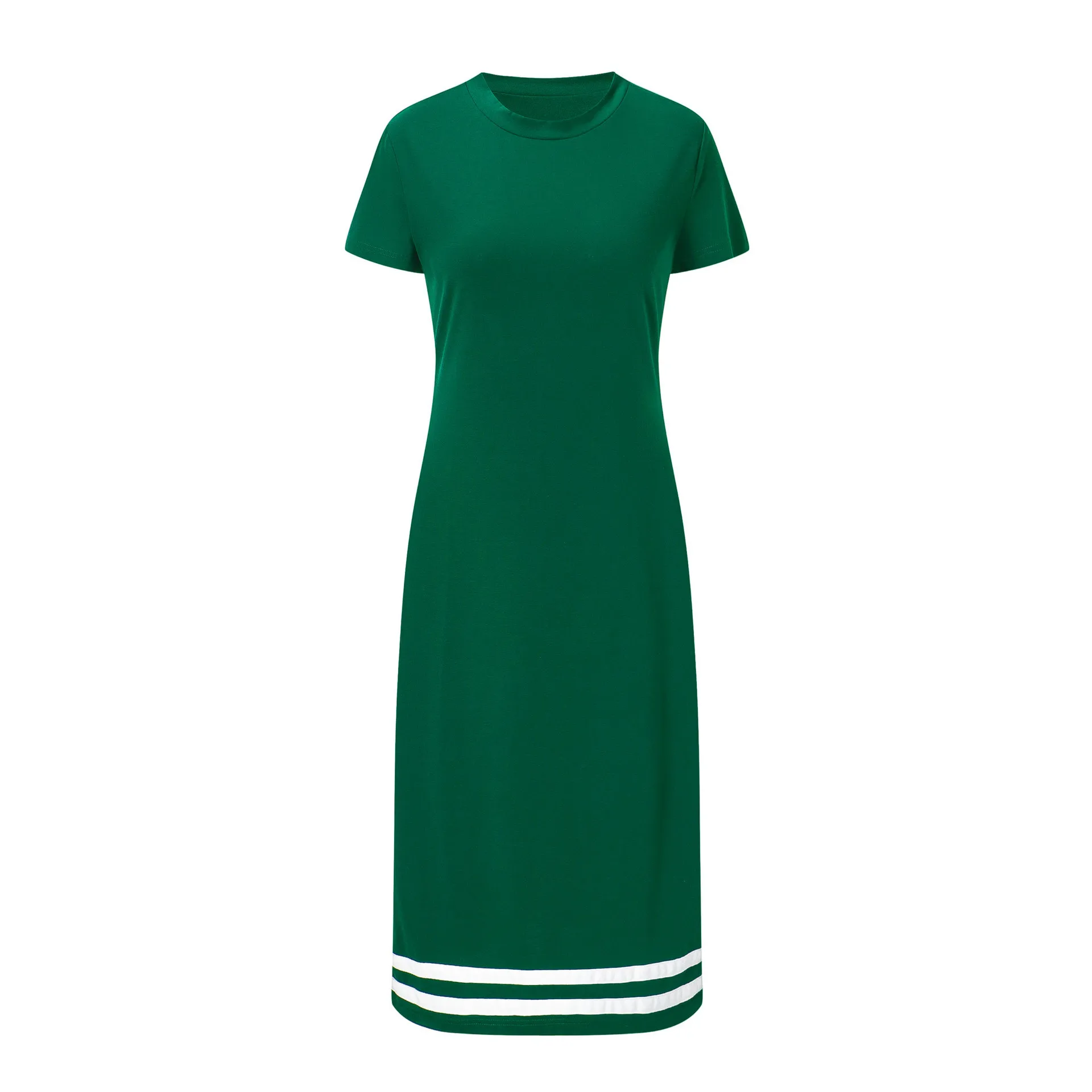 

Casual T-shirt Dress Women O Neck Mid-Length Cotton T-shirt Dress Female Short Sleeve Daily Holiday Dress vestido