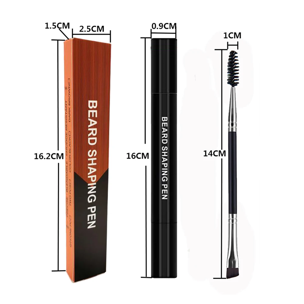 

2Pcs/Set Beard Filling Pen Kit Men Waterproof Male Mustache Pencil Filler Shaping Grooming Set Barber Facial Hair Repair Tool