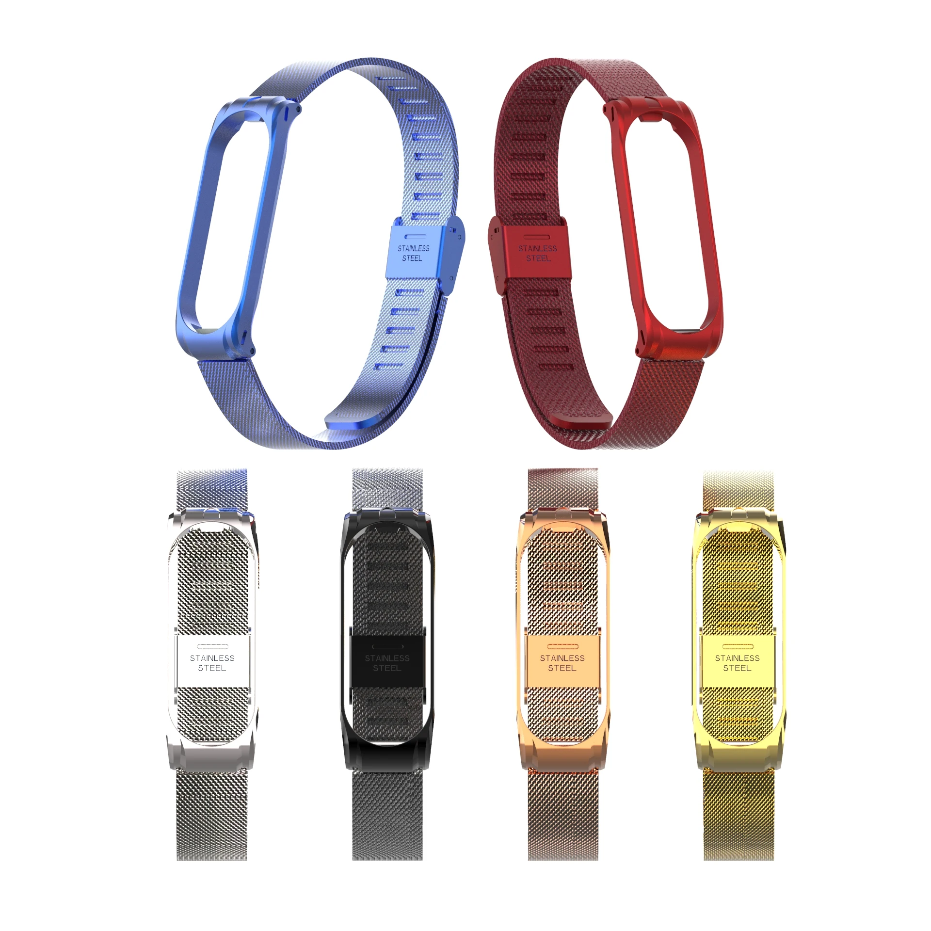 Металлический ремешок браслет для Xiaomi Mi Band 3 4 Безвинтовой из нержавеющей стали 34