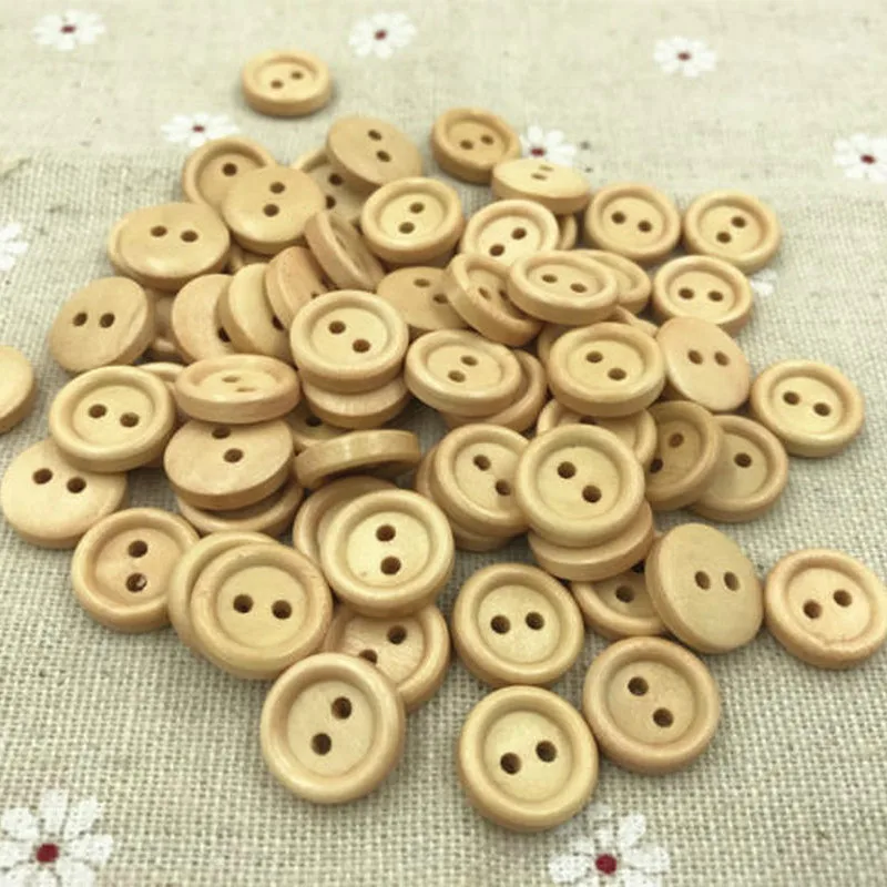 DIY 200 шт. деревянный с 2 отверстиями Кнопки Круглый подходят для шитья