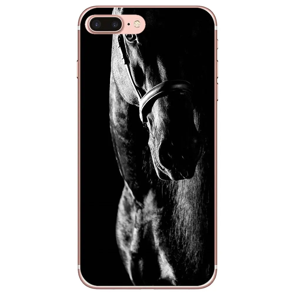Красивый мягкий силиконовый чехол из ТПУ с изображением темной лошади для iPod Touch 5