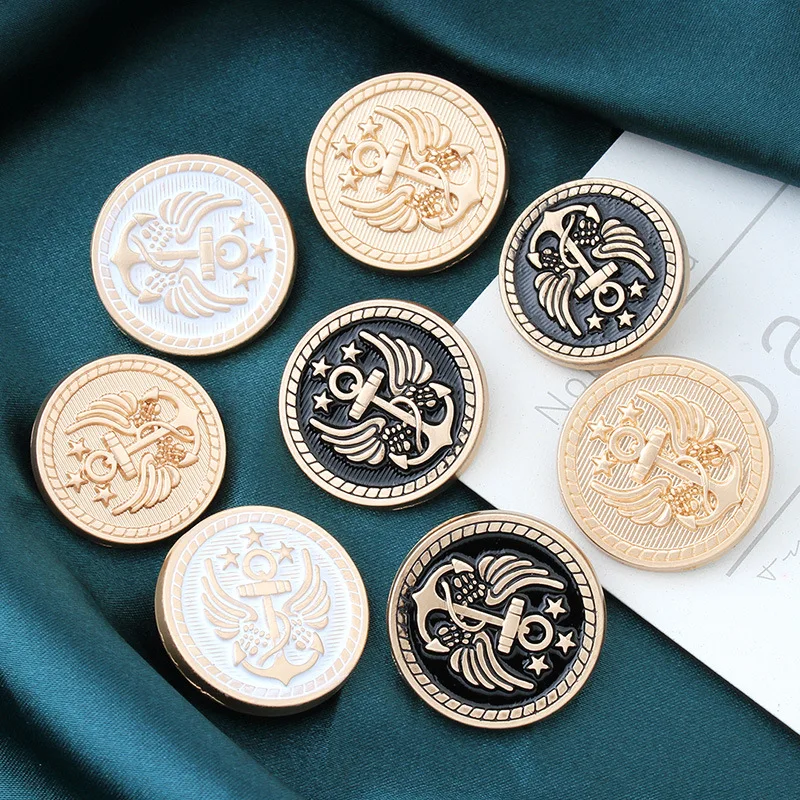 

10PCS Women's Fashion Exquisite Golden Round Big Buttons Metal Buckle Suit Coat Windbreaker Decorative Accessories