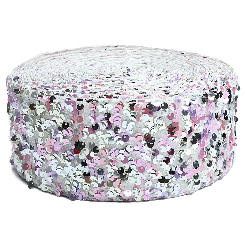 Бесплатная доставка 3 дюймов Листон 75 мм двухсторонняя Ткань блесток Лента для