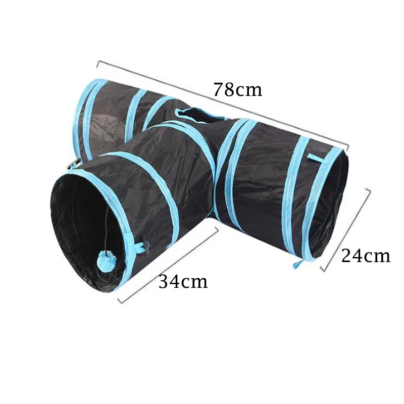 Туннель для кошек складной туннель с 3 отверстиями использования внутри