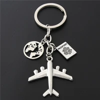 european and american hot selling aircraft no matter where english keychain pendant new creative compass travel keychain