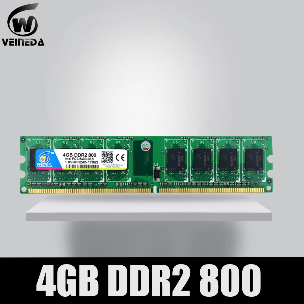 Оперативная память VEINEDA DDR2 16 ГБ 4 Гб ddr 2 800 МГц с процессором ddr2 совместима Intel и AMD