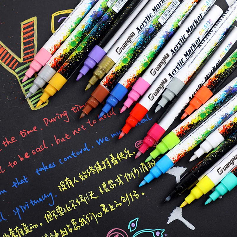 

6/12/18/24/Colors Acrylic Paint Marker Pen Set for Ceramic Rock Glass Wood Fabric Canvas Painting Card Pen 0.7mm DIY Art Markers