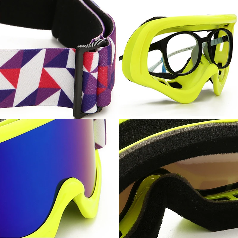 Магнитные лыжные очки незапотевающие большие сферические для сноуборда