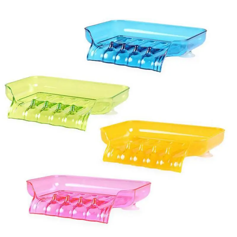 

1PC Waterfall Soap Holder Non Slip Soap Box Toilet Shower Tray Draining Rack Bathroom Gadgets Kitchen Sink Plastic Sponge Holder