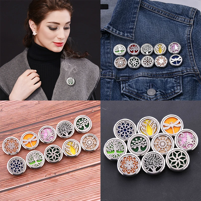 

2021 New Butterfly Cat Essential Oil Diffuser Brooch Aroma therapy Locket Stainless Steel Magnetic Women and Men Charm Brooch