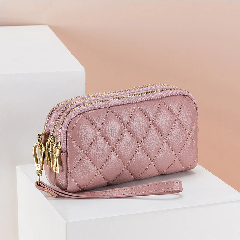 2022 Fashion Women Clutch Bag Soft Leather Long Wallet Phone Money Purse Large Capacity 3 Zippers Designer Wallet Luxury Handbag