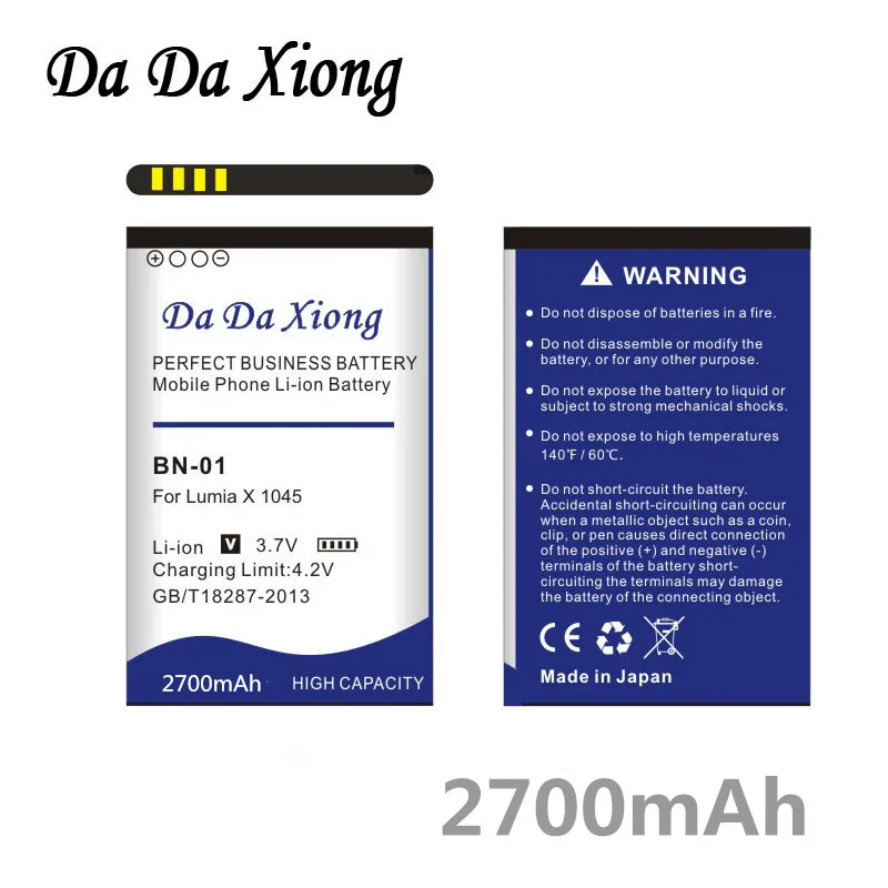 Da Xiong 2700mAh BN 01 BN01 литий ионный аккумулятор для телефона NOKIA X 1045 RM 980 Normandy / X2 + Plus 1013