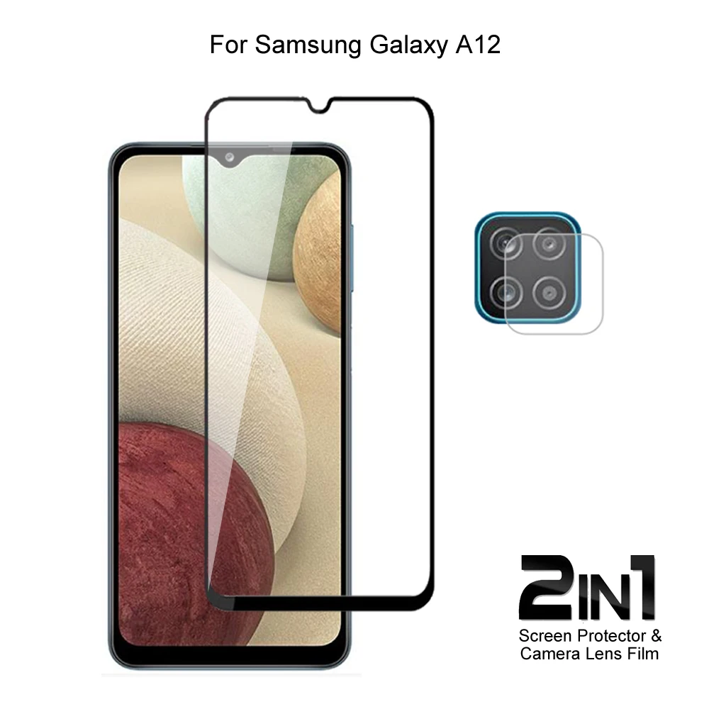 

For Samsung Galaxy A12 Camera Lens Protecting Film & Full Coverage Protective Tempered Glass Phone Screen Protector