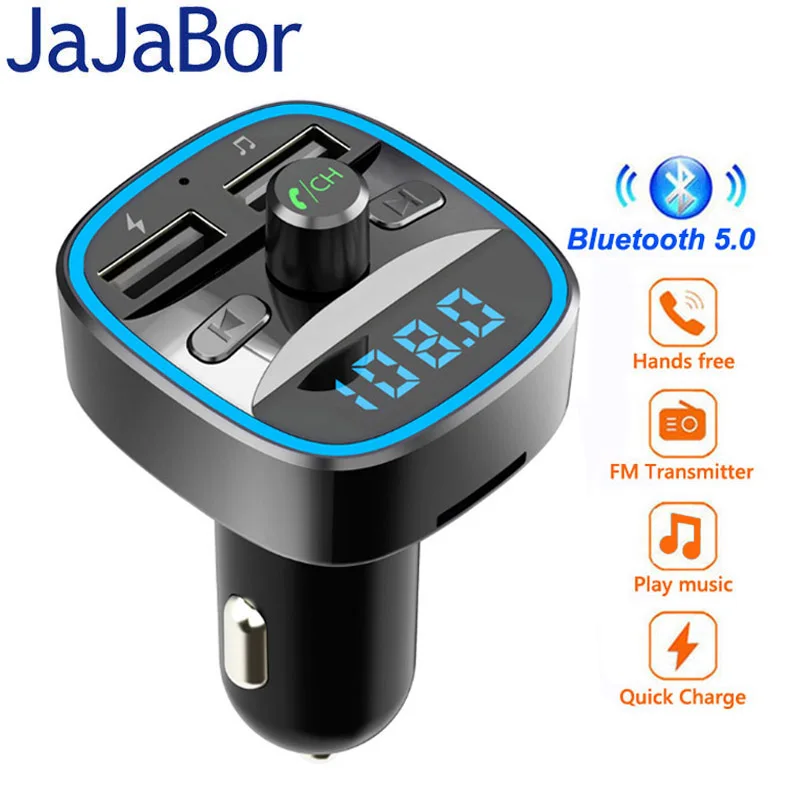 JaJaBor FM передатчик Bluetooth автомобильный комплект громкой связи вызов Авто Bluetoooth 5 0