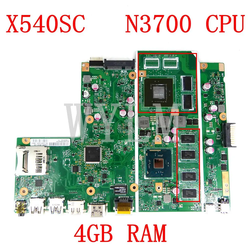 X540SC N3700 процессор 4 Гб ОЗУ N15V GL1 KB A2 материнская плата REV 2 0 для ASUS X540S ноутбука 90NB0C10