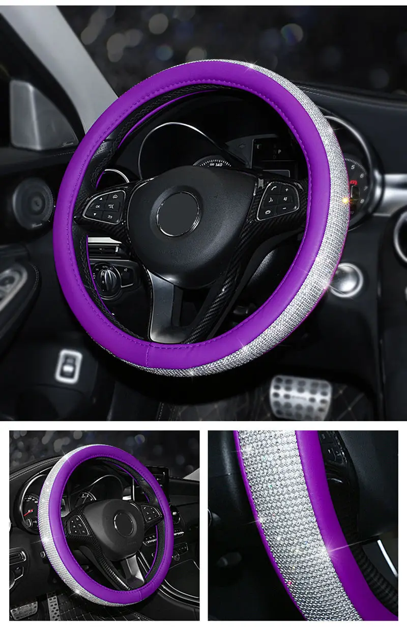 

2021 lilancrystal hot selling crystal car steering wheel cover luxury steering wheel cover for cars