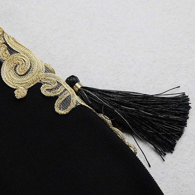 Новинка 2020 модная черная вечерние тка VC с кисточками и золотыми пуговицами