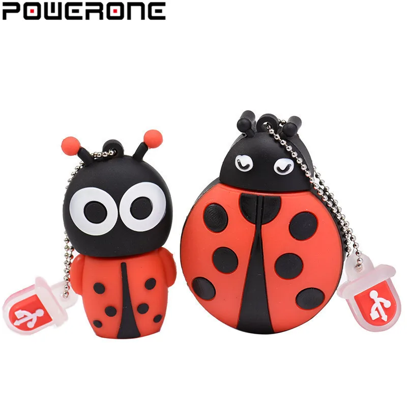 POWERONE флэш-накопитель usb диск милый жук memory stick флешки мини 4 ГБ 16 32 64 Божья коровка