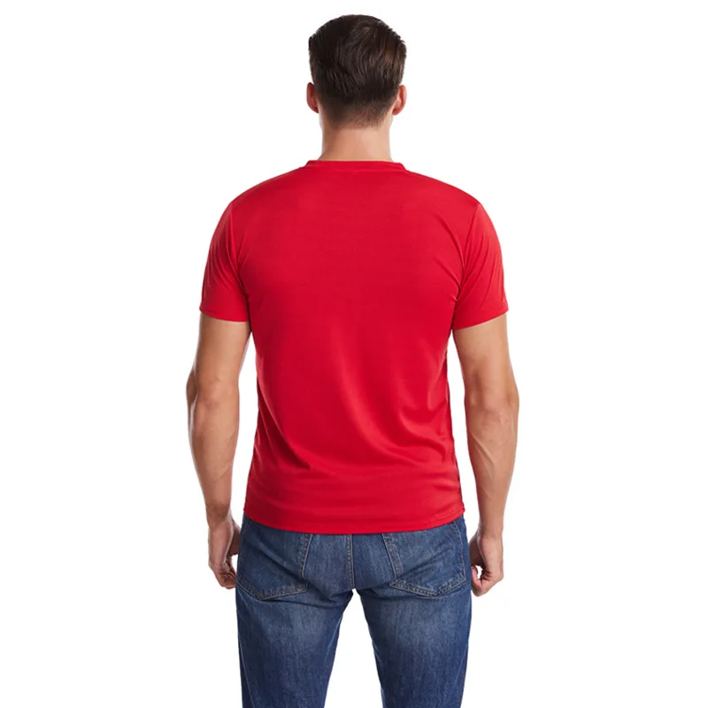 

European and American Summer Men's Plain short Sleeve Tshirt Casual Cotton Lightweight Stretch Breathable Tees with V Neck Male