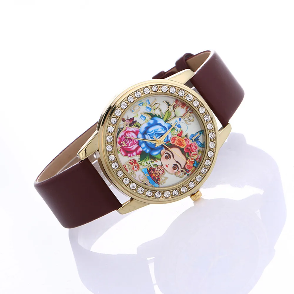 

Women's Watches Simple Pattern Quartz Movement Watch Alloy Female Fashion Diamond Leather Wrist Watch