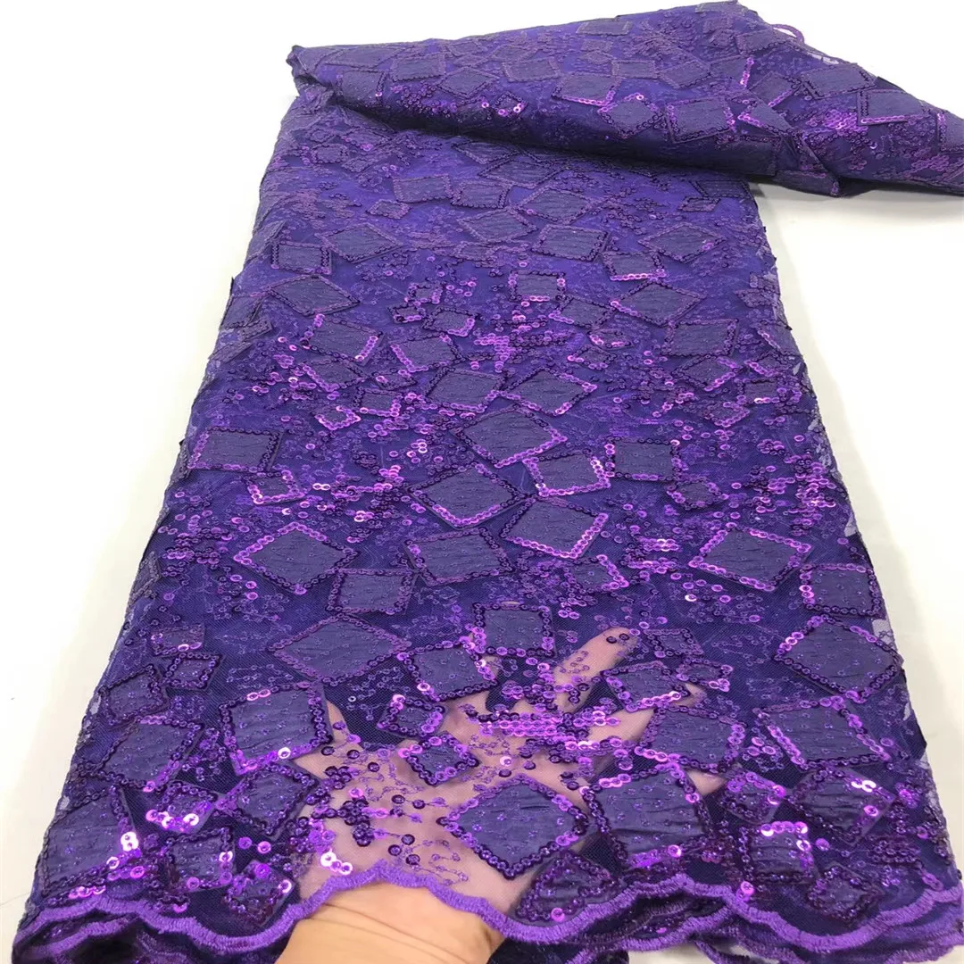 

Hot Sale African Sequins Lace Fabric High Quality 2021 Nigerian Gold Wedding Party Dress For Tulle Sequins Lace Fabric