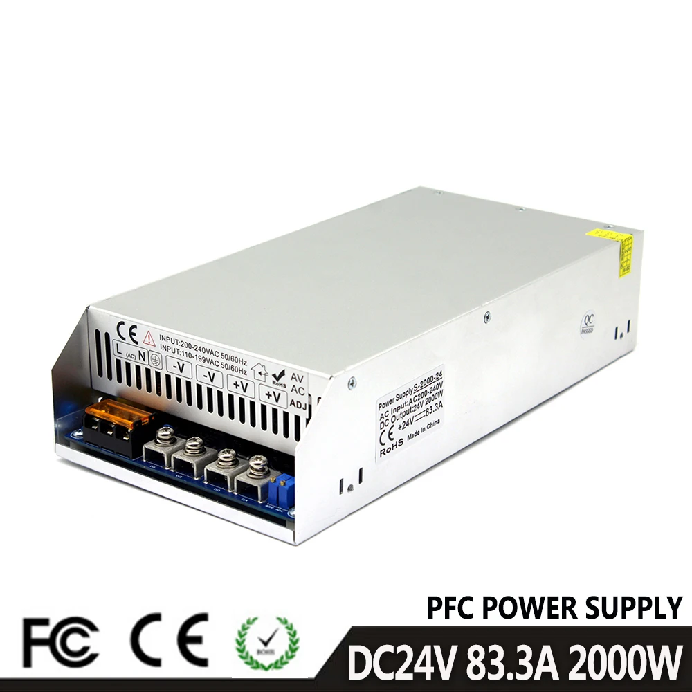 Регулируемый PFC 24VDC импульсный источник питания 83.3A 2000 Вт трансформаторы драйвера