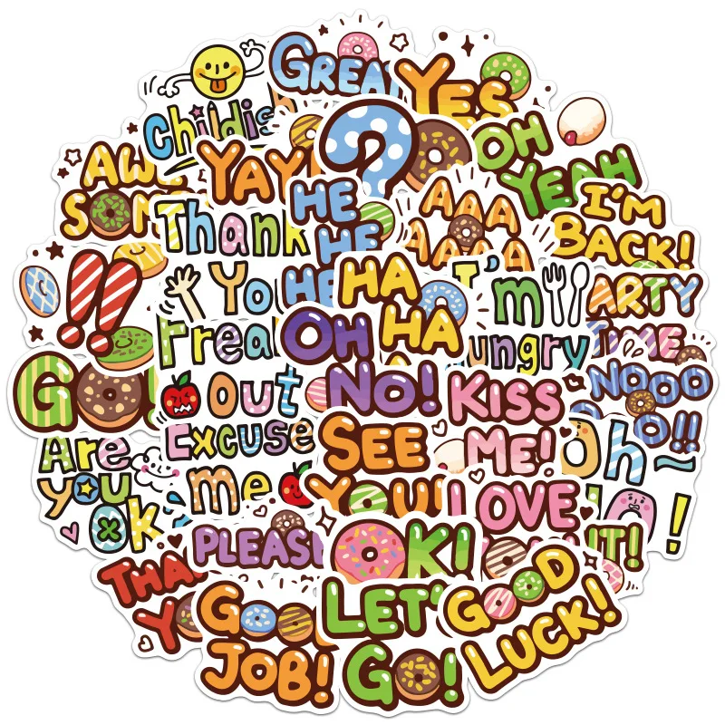 

10/30/50PCS Inspirational English Phrase Graffiti Stickers Luggage Laptop Electric Water Cup Refrigerator Stickers Wholesale