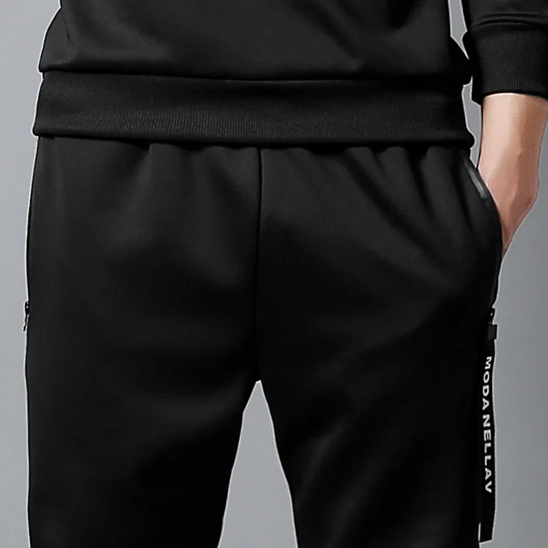 

Men Hooded Long Sleeve Sweatshirt Sports Suit Autumn Winter Pullover Tops Black Sweatpants 2 Piece Set Sportswear Plus Size 5XL