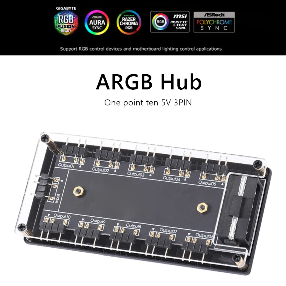 

ARGB вентилятор Hub чехол с кабелем 5V 3PIN PC RGB кулер разделитель удлинитель шасси удлинитель 4Pin Тип D порт питания для настольного компьютера