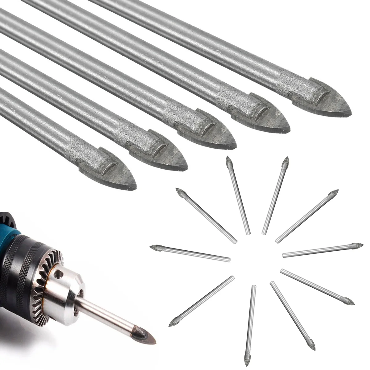 

10 Pcs 6mm Ceramic Tile Marble Glass Drill Bit Set Glass Cutter Hole Tools
