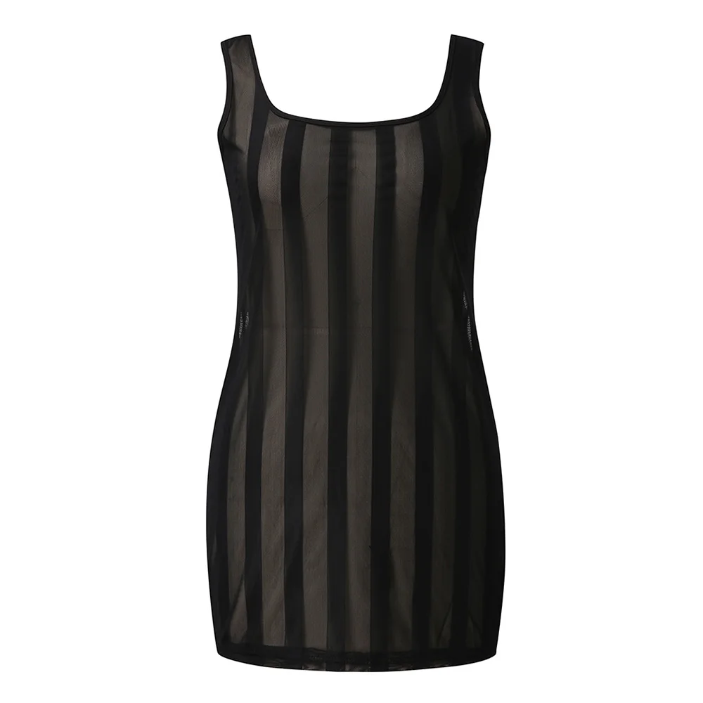 Черное Сетчатое экзотическое платье сексуальное без рукавов перспективное