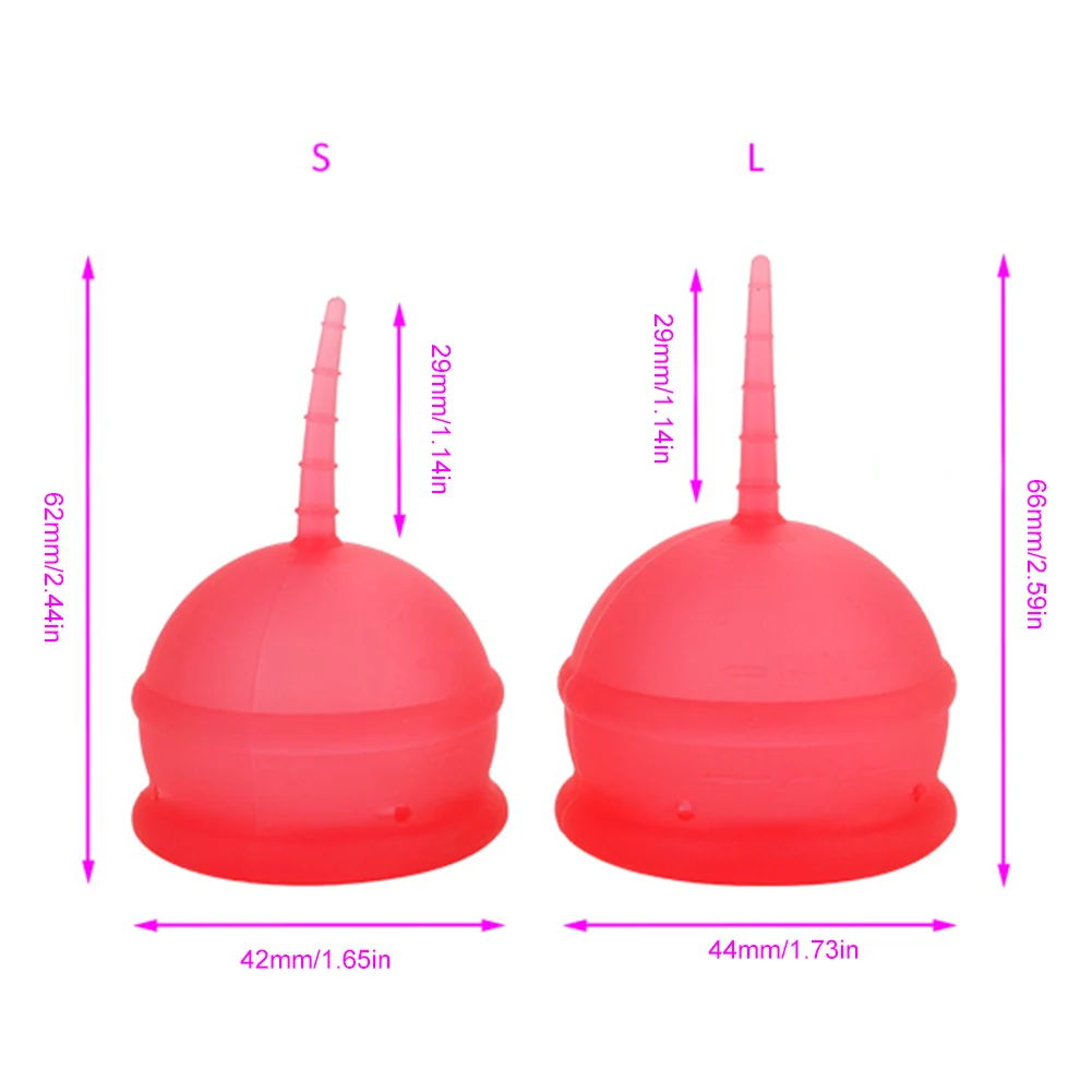 

Reusable Menstrual Cup Washable Soft Silicone Period Cup for 12 Hours Protection Easy Storage Period Cup Size S, L