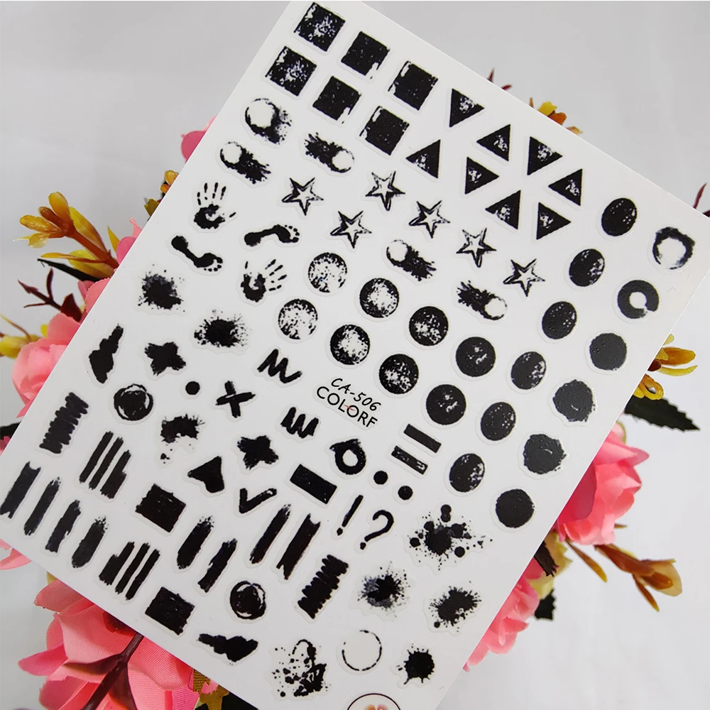 Symbol Ink Geometry Stickers for nails Design Triangle Self adhesive Nail Art Decoraciones Sliders Foil Manicure Accessories | Красота и