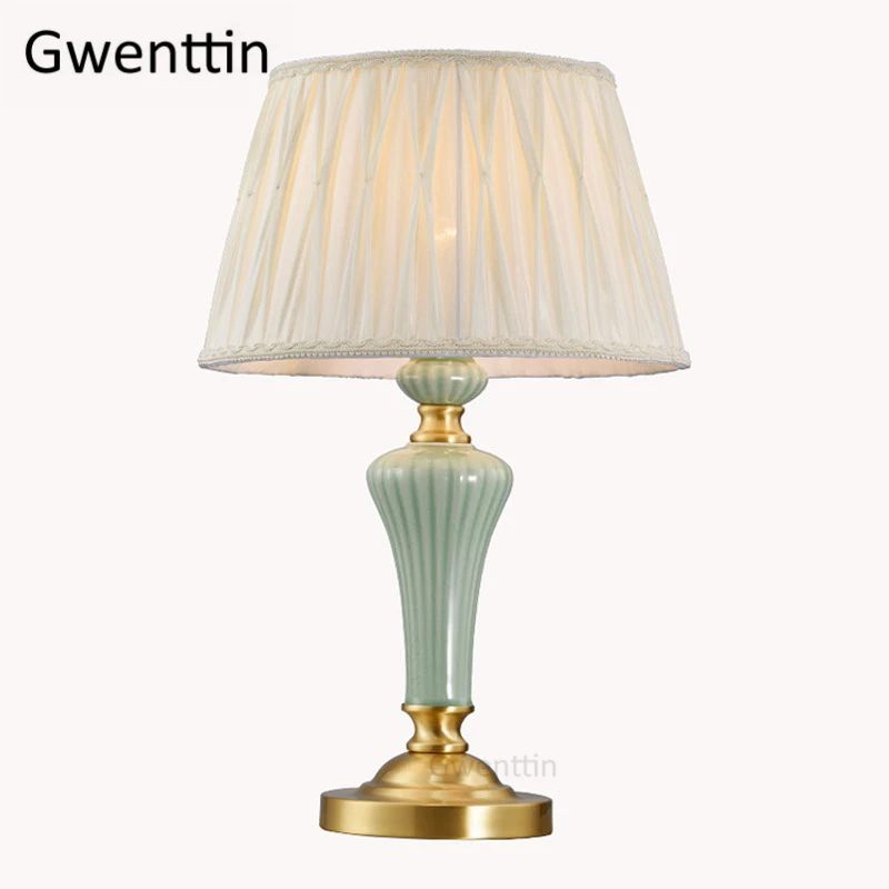 Европейские медные Керамические настольные лампы для гостиной спальни
