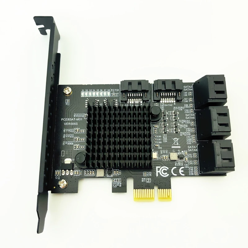 PCIE SATA III 8 портов контроллер карты PCIe 2 0x1 6G плата расширения с низкопрофильным