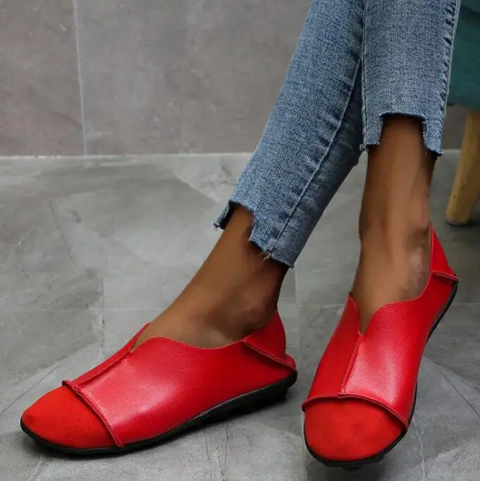 

Women2021 Leather Shoes Moccasins Mother Loafers Soft Flats Casual Female Driving Ballet Footwear Comfortable Grandma Shoes