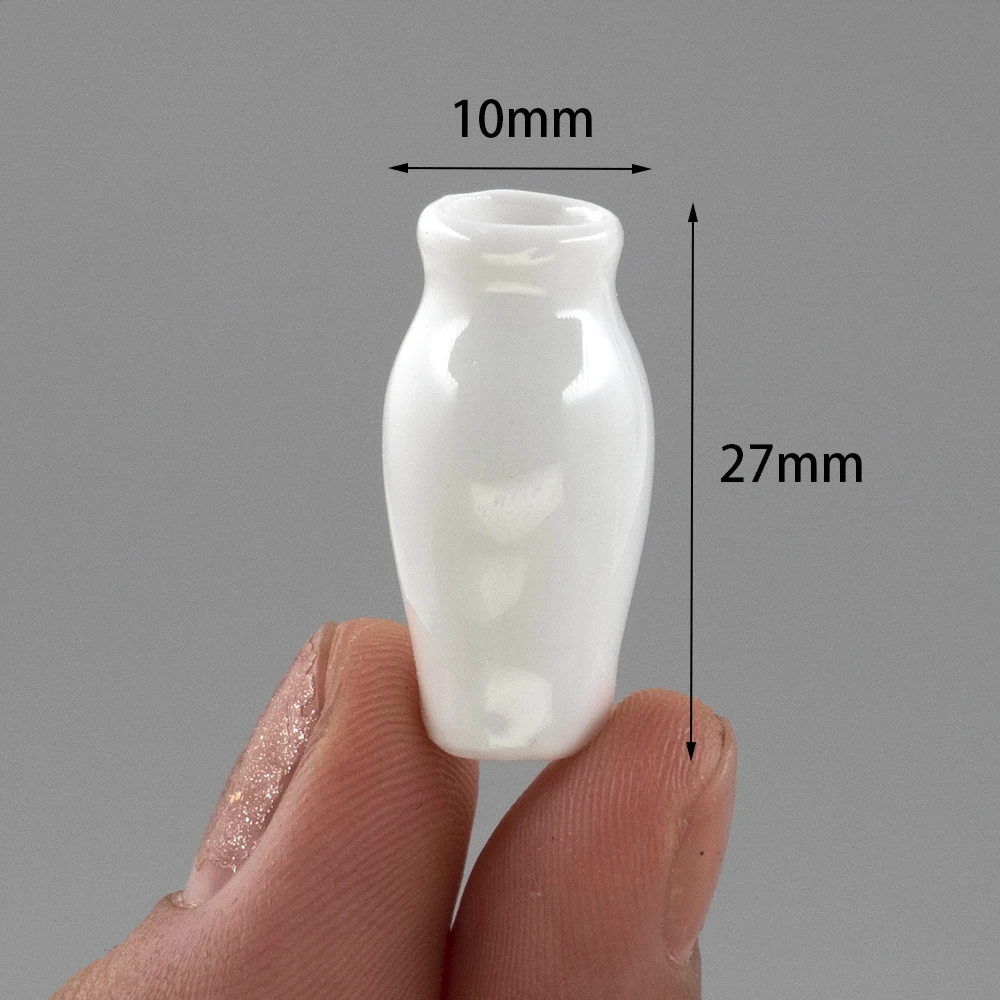 

1/12 Doll House Miniature Ceramic Flowerpot Simulation White Vase Model Toys for Mini Decoration Dollhouse Accessories