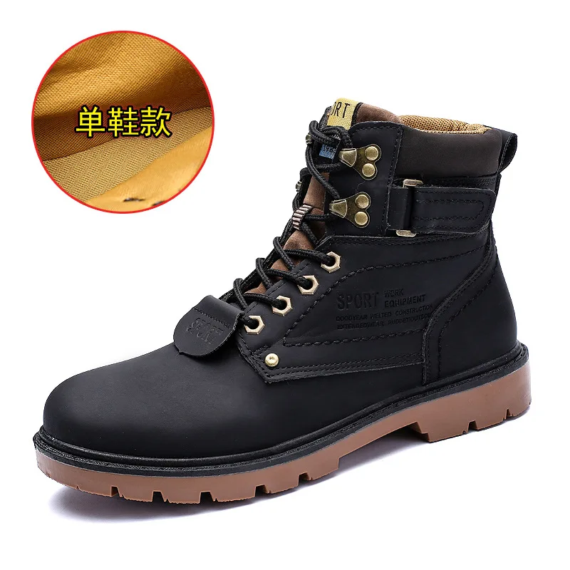 

High Quality Fashion Winter Men's Martin Boots Warm Working Boots Lace Up Male Ankle Boots Round Toe High Top Mens Shoes 068