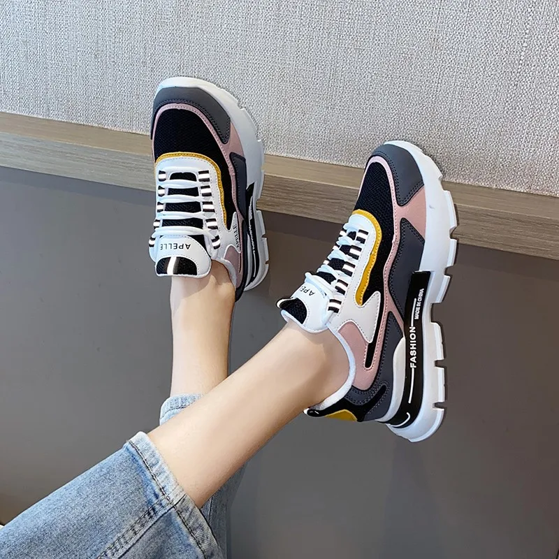 

Fashion thick-soled sneakers new breathable white casual women's shoes lace-up spring comfortable shoes outdoor shoes