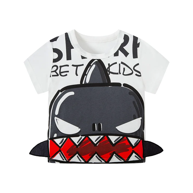 toddler kid t-shirt cartoon shark for 1-8 years boys animal fashion Summer tops clothes | Мать и ребенок