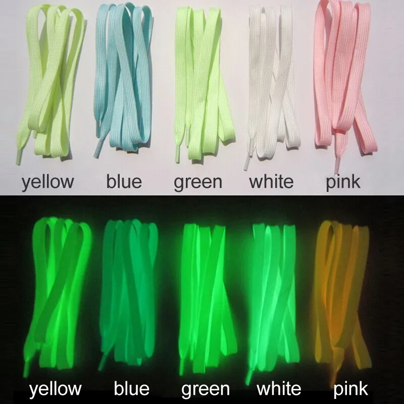 60cm/23.6'' Kids Child Luminous Flat Shoelaces Runner Athletic Safety Shoe Laces Shoestrings Cords Multicolor