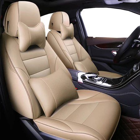 Beige luxury Пользовательские кожаные чехлы для автомобильных сидений для nissan qashqai j10 almera n16 note x-trail t31 patrol y61 teana j31 чехлы для сидений автомобиля - Название цвета: Beige luxury