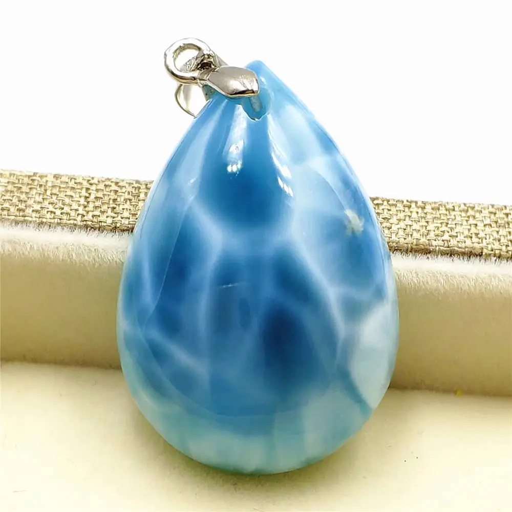 Женский и мужской кулон Larimar из натурального синего камня 31x21x8 мм Подарок на