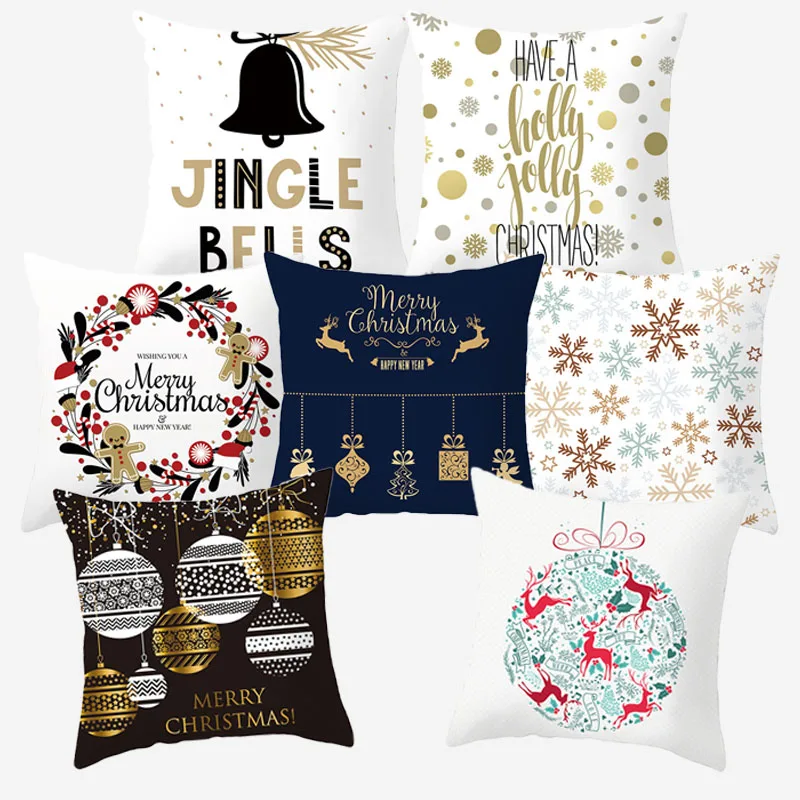 Рождественская елка подарок наволочка из полиэстера с принтом собаки оленя