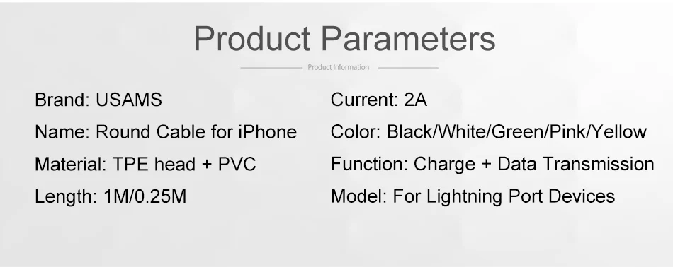 USB кабель для iPhone xr, USAMS iOS 2A кабель для быстрой зарядки для iPhone XS X 8 7 6 5 iPad синхронизация данных USB зарядное устройство для освещения кабель