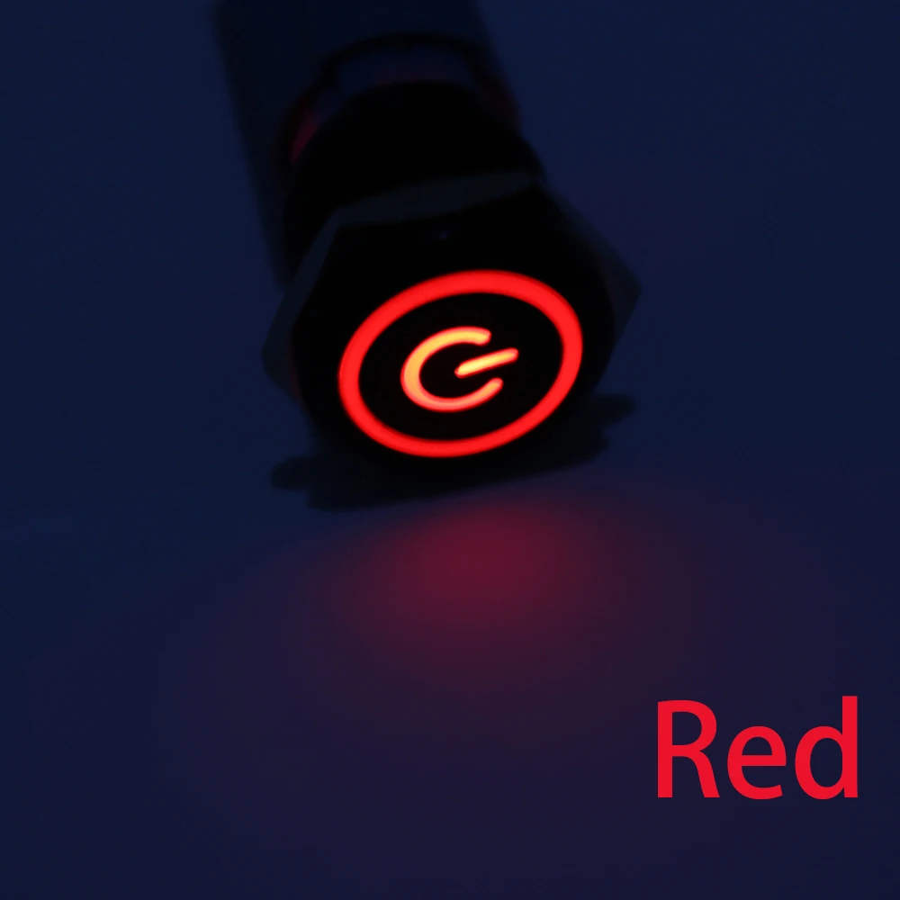 red light symbol 16 мм металлический кнопочный переключатель кнопка включения Водонепроницаемый на плоской подошве круглая кнопка Светодиодный светильник с встроенной функцией спуска затвора само-кнопка сброса 1NO1NC 6V 12V - Цвет: red light symbol