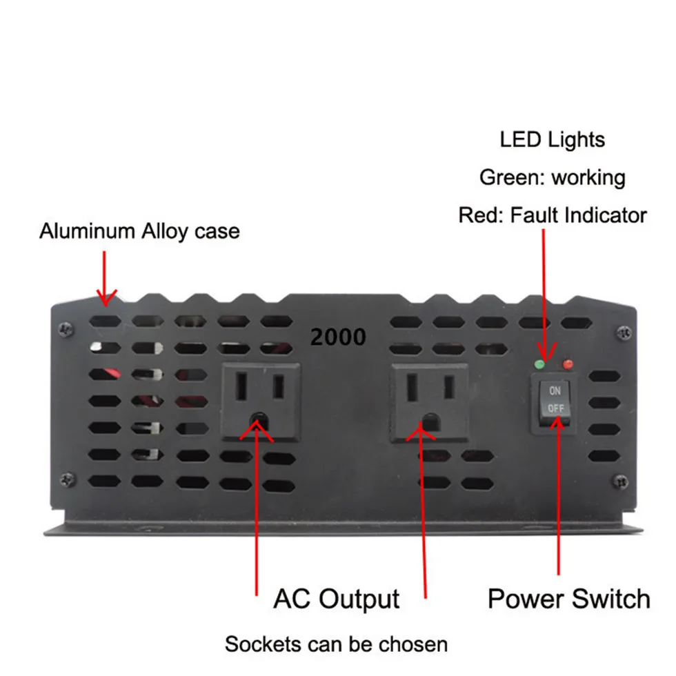 Автомобильный преобразователь напряжения макс. 4000 Вт 2000 12 В постоянного тока в 220