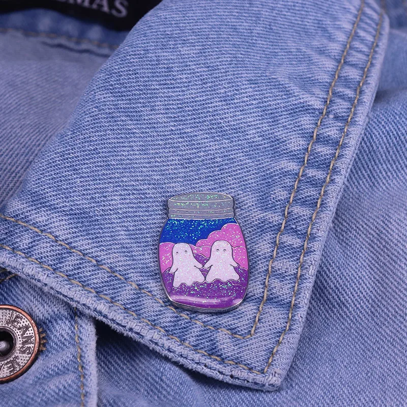 Призрак в баночке эмалированная булавка светится темноте брошь|Броши| |